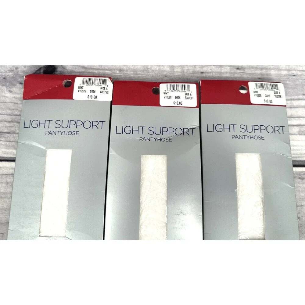LOT OF 3‎ CATHERINES LIGHT SUPPORT PANTYHOSE Size A (180 - 230 Pounds) WHITE